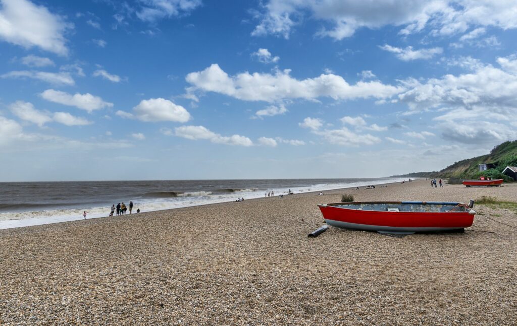 Dunwich boat on beach Suffolk