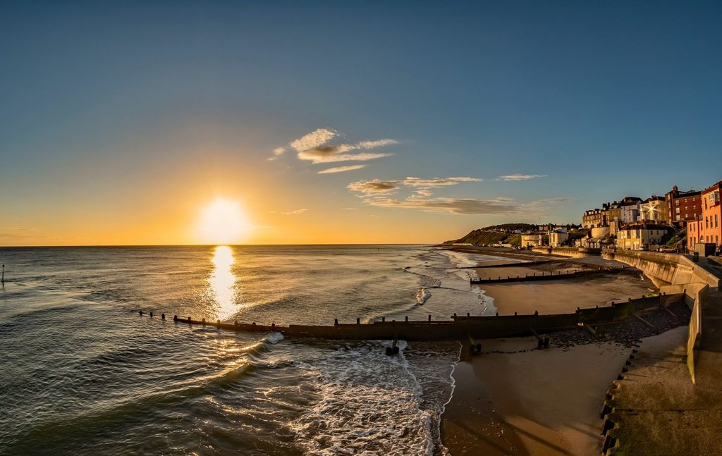Cromer beach at sunrise, North Norfolk, UK