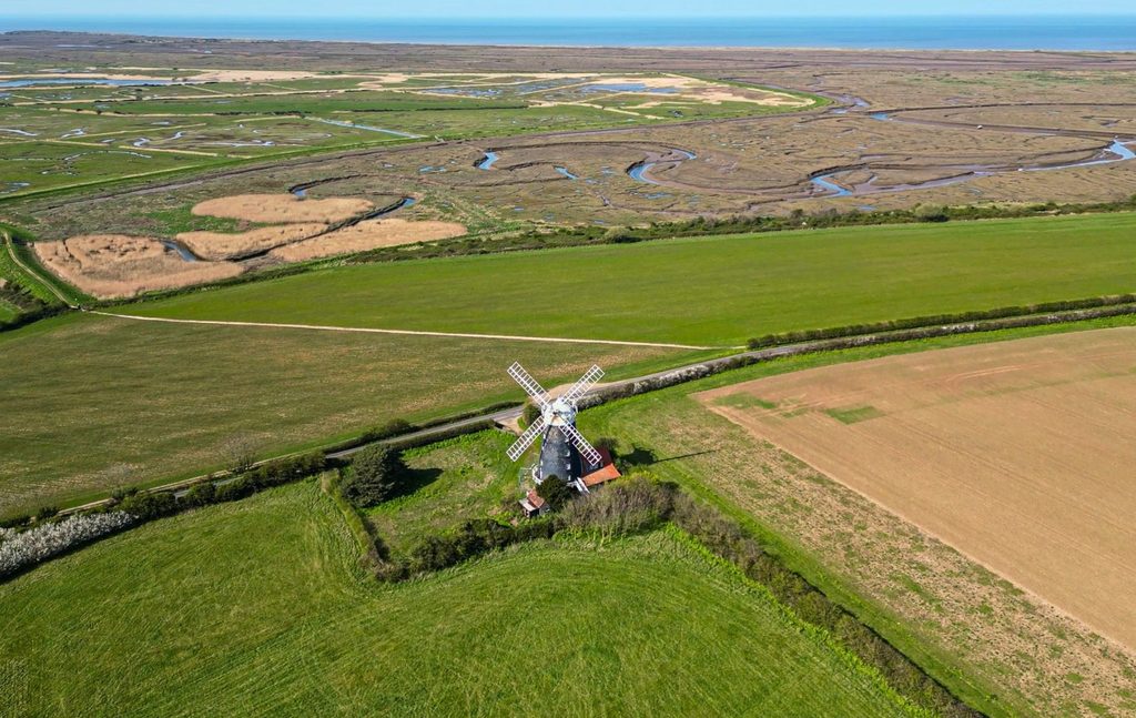 Tidal salt marases at Burnham Overy Staithe, North Norfolk